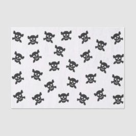 Papel De Seda Crânio preto e Crossbones no branco