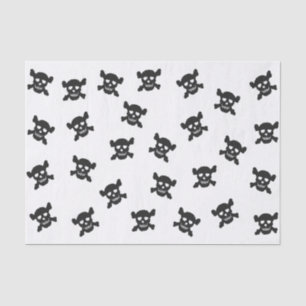 Papel De Seda Crânio preto e Crossbones no branco