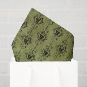 Papel De Seda Crânios de Vintage Verde