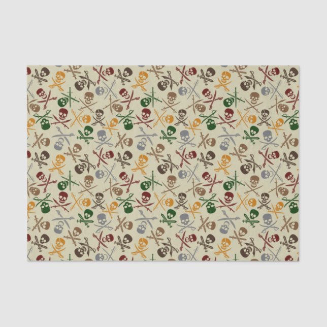 Papel De Seda Crânios do pirata com espadas cruzadas (Frente )