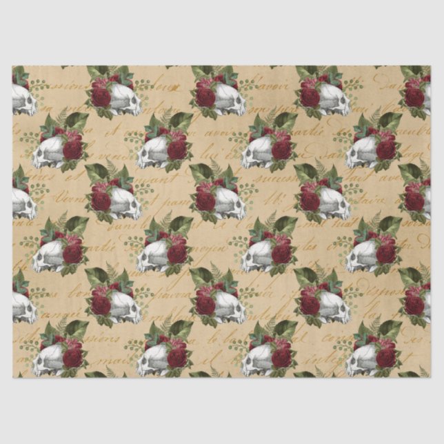 Papel De Seda crânios e flores legal (Frente )