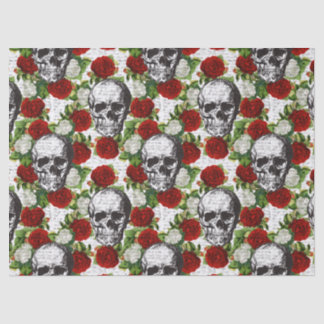 Papel De Seda Crânios e Rosas