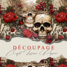 Crânios Florais Rosas vermelhas Gótica