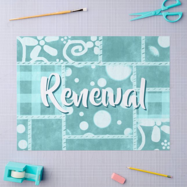 Papel De Seda Crazy Quilt Teal Gingham Personalized Decoupage (Arte )