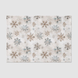 Papel De Seda Cream Blue Brown Snowflakes Christmas