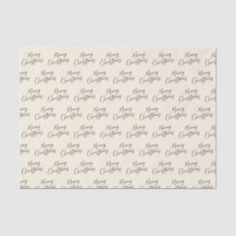 Papel De Seda Cream Brown Elegant Script Feliz Natal