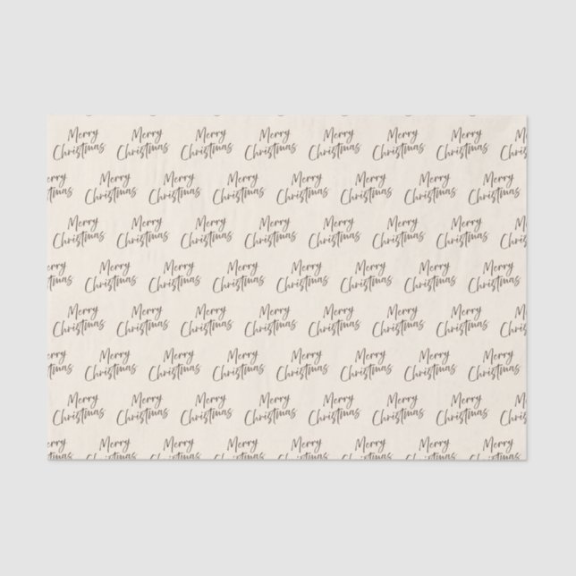 Papel De Seda Cream Brown Elegant Script Feliz Natal (Frente )