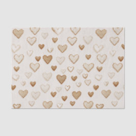 Papel De Seda Cream & Brown Hearts Valentine's Day