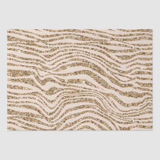 Papel De Seda Cream Dourado Faux Glitter Zebra (Frente )
