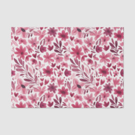 Papel De Seda Cream Girly Pink Red Flowers Hearts Birthday