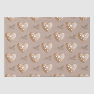 Papel De Seda Cream Heart Gingerbird Cookie Natal