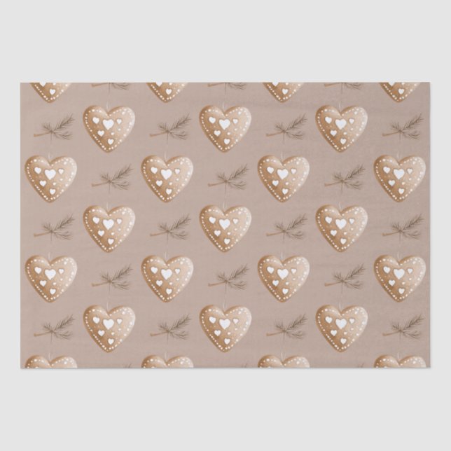 Papel De Seda Cream Heart Gingerbird Cookie Natal (Frente )