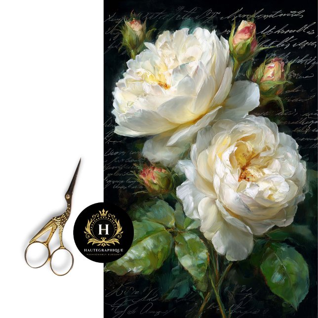 Papel De Seda Cream Rosa Bloom Decoupage (Refresh a Side Table with Moody Botanicals.)