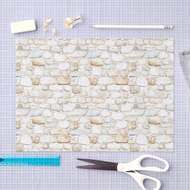 Papel De Seda Cream White Grey Faux Stones Birthday (Arte )