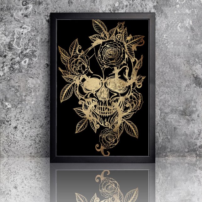 Papel De Seda Creepto linda | Caveira Dourada com Rosa (Criador carregado)