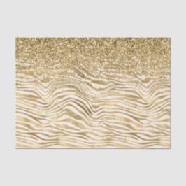 Papel De Seda Creme Dourado Glitzy Impressão Zebra     