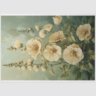 Papel De Seda Creme Florals sobre fundo verde