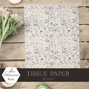 Papel De Seda Creme Marfim Boho Aquarela Flor Silvestre