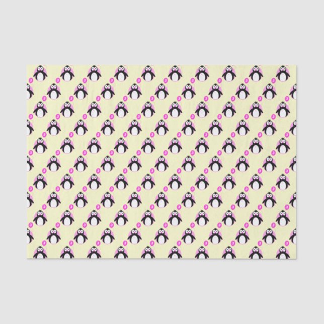 Papel De Seda Creme rosa pinguim de 3 anos (Frente )