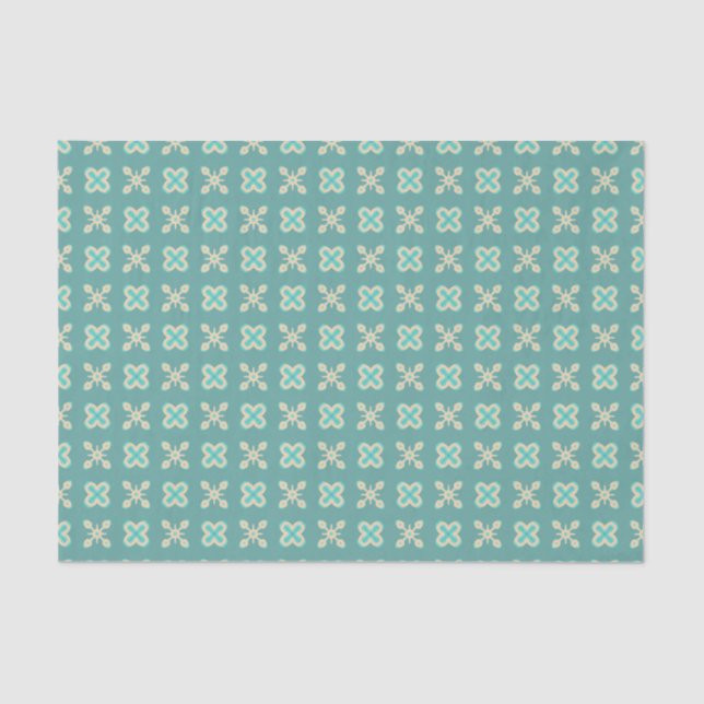 Papel De Seda Creme Turquoise Ocidental Disumível Aqua Geo (Frente )