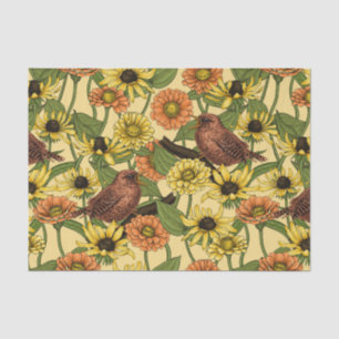 Papel De Seda Crenças e flores em amarelo pálido