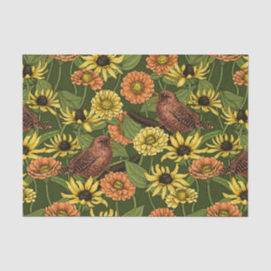 Papel De Seda Crenças e flores em verde