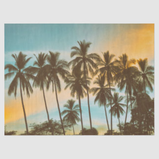 Papel De Seda Crepúsculo Tropical: Silhueta de Palmeira de Coco