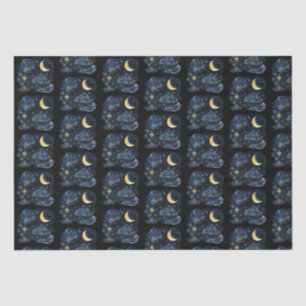 Papel De Seda Crescent Moon Stars Celestial Black Halloween