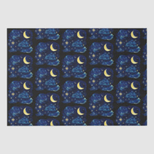 Papel De Seda Crescent Moon Stars Celestial Black Halloween