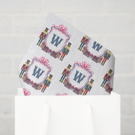 Papel De Seda Crest de Monograma de Urso de Quebra-Nozes em Xadr