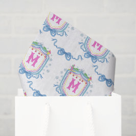 Papel De Seda Crest Monograma Esqui Chic Aquarela