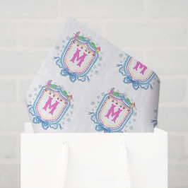 Papel De Seda Crestão de Monograma de Esqui Chic Aquarela