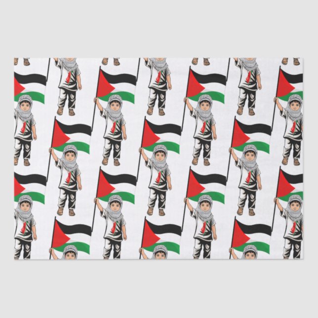 Papel De Seda Criança com a bandeira Keffiyeh Palestine (Frente )