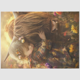 Papel De Seda Criança Esbranquiçada de Disco com Vaca Highland