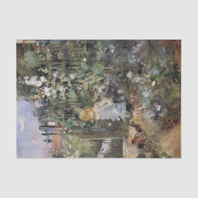 Papel De Seda Criança no Jardim Rosa por Berthe Morisot (Frente )