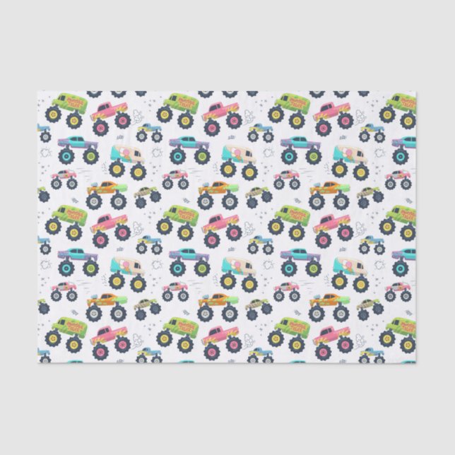 Papel De Seda Crianças Carro De Roda Grande E Caminhões (Frente )