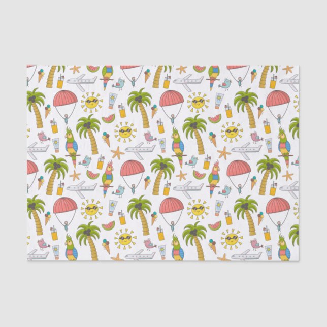 Papel De Seda Crianças Cute Tropical Vacinada Adventure (Frente )