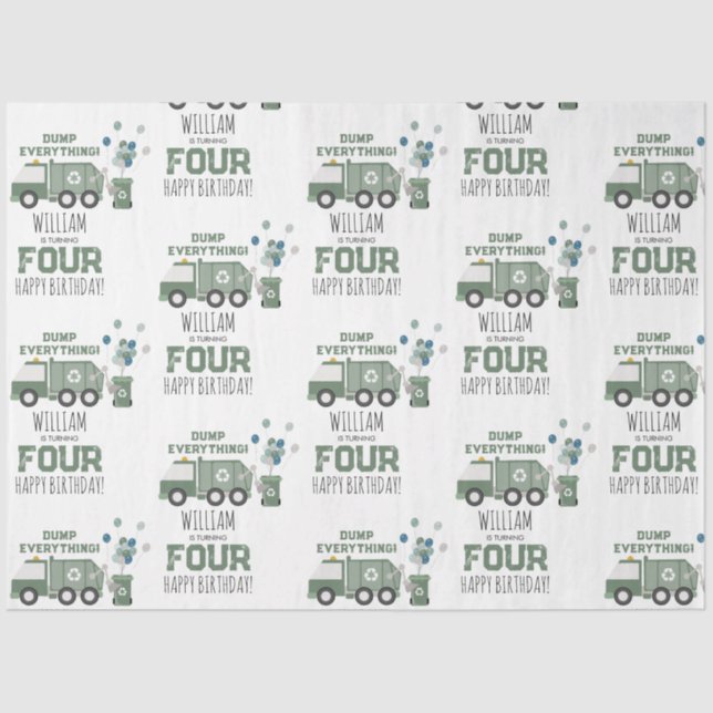 Papel De Seda Crianças de caminhoneiros com Reciclagem verde ele (Frente )