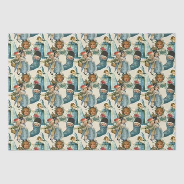 Papel De Seda Crianças de Natal vitorianas  (Frente )