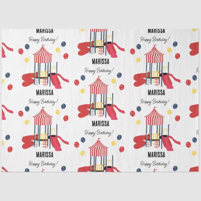 Papel De Seda Crianças de Playground Meninos Meninas Aniversário (Frente )