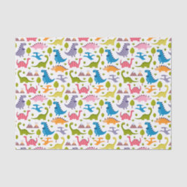 Papel De Seda Crianças Dinossauros Coloridos Bonitos