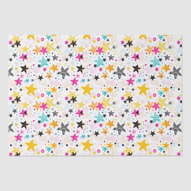Papel De Seda Crianças - Estrelas coloridas (Frente )
