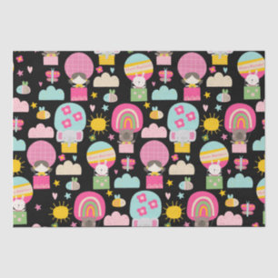 Papel De Seda Crianças Feliz Aniversário Pastel Cores Animais Ca