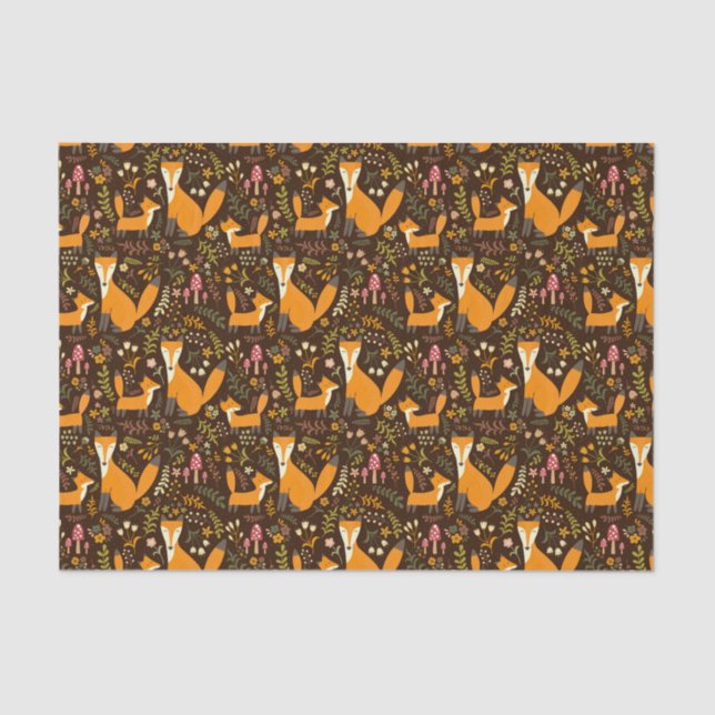 Papel De Seda Crianças Flores De Cogumelo Da Família Raposa Da F (Frente )