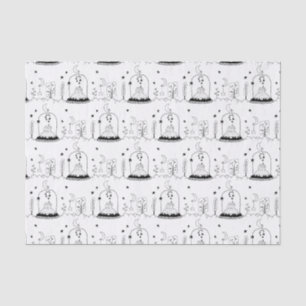 Papel De Seda Crianças Natal Black & White Snowglobe Stars