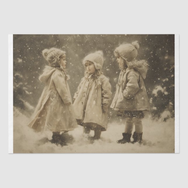 Papel De Seda Crianças no inverno (Frente )