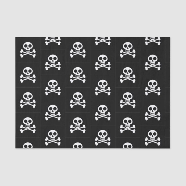 Papel De Seda Crianças Piratas Crânio e Crossbones Aniversário (Frente )
