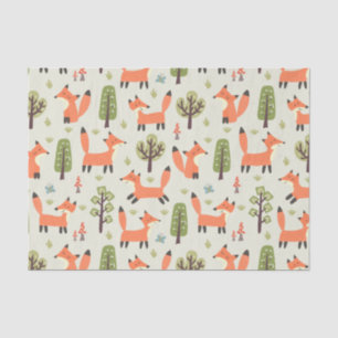 Papel De Seda Crianças Raposa Feliz Brincando na Floresta
