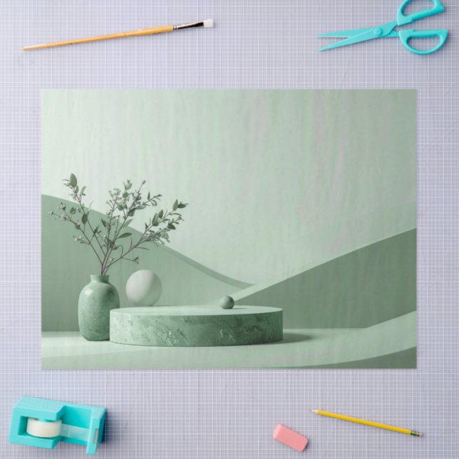 Papel De Seda Crie seu próprio padrão verde branco riscado (Arte )