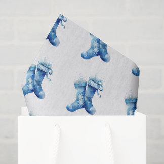 Papel De Seda Crie Seus Próprios Meias de Natal em Aquarela Azul